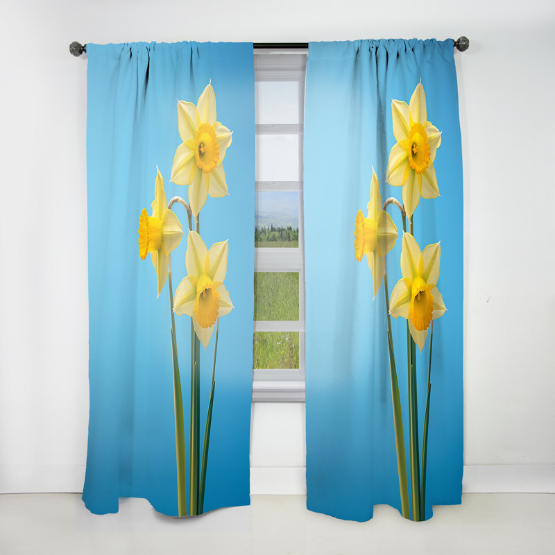 Angleton - Daffodils Curtain - Rideau floral obscurcissant - 1 panneau, L 52 po x L 120 po