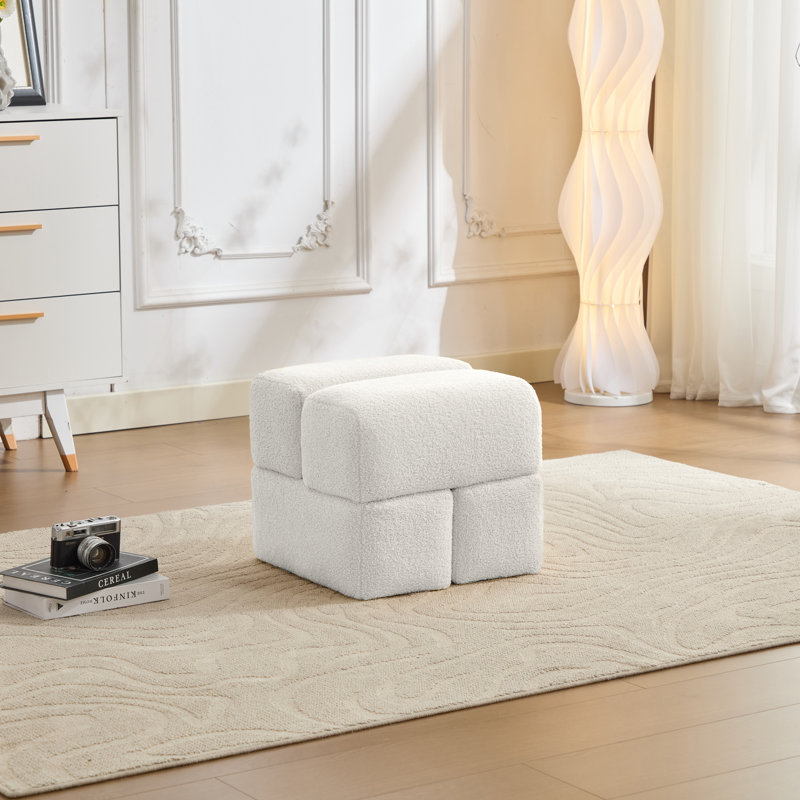 Repose-pieds en sherpa de 18,5 po Robertas, Blanc