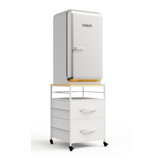 Mini Fridge Stand With Drawer Basket & Wheels