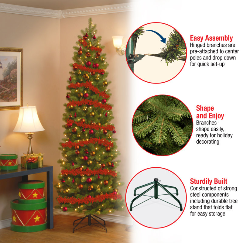 Downswept Douglas 7.5" Green Fir Artificial Christmas Tree with 350 Clear Lights and Stand, 9'