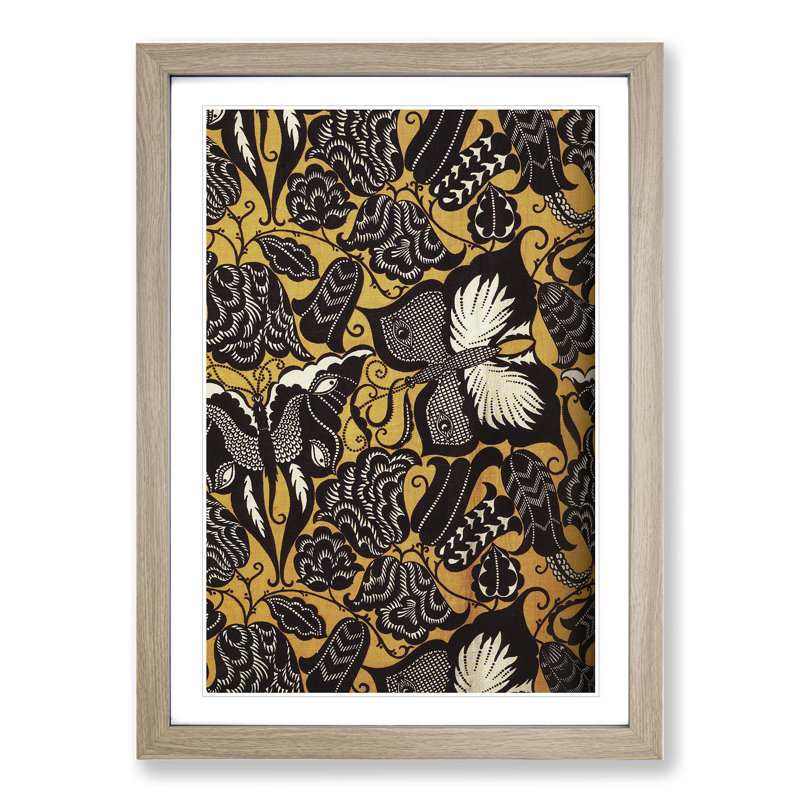 Butterfly Design by Koloman Moser - Picture Frame Painting, Oak Framed, 48cm H x 36cm W x 2cm D