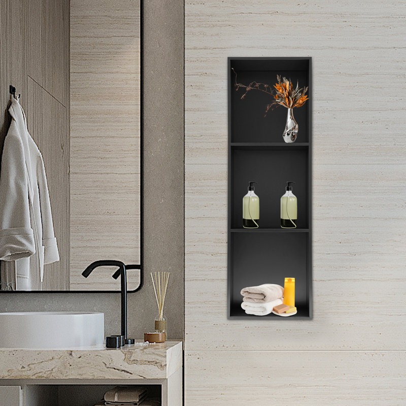 Niket Stainless Steel Bathroom Shelves, Black