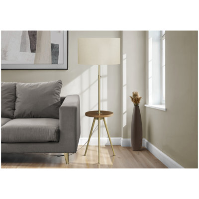 Lighting, Floor Lamp, 63"h, Gold Metal, Ivory / Cream Shade, Contemporary