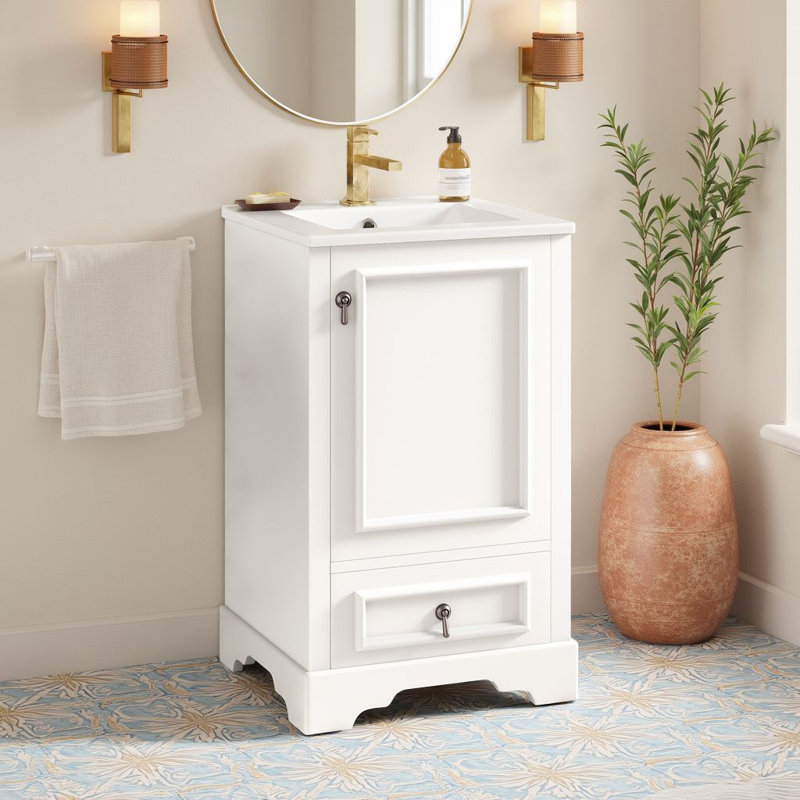 20" Freestanding Single Bathroom Vanity With Ceramic Sink & Soft-Close Door & 1 Drawer, White