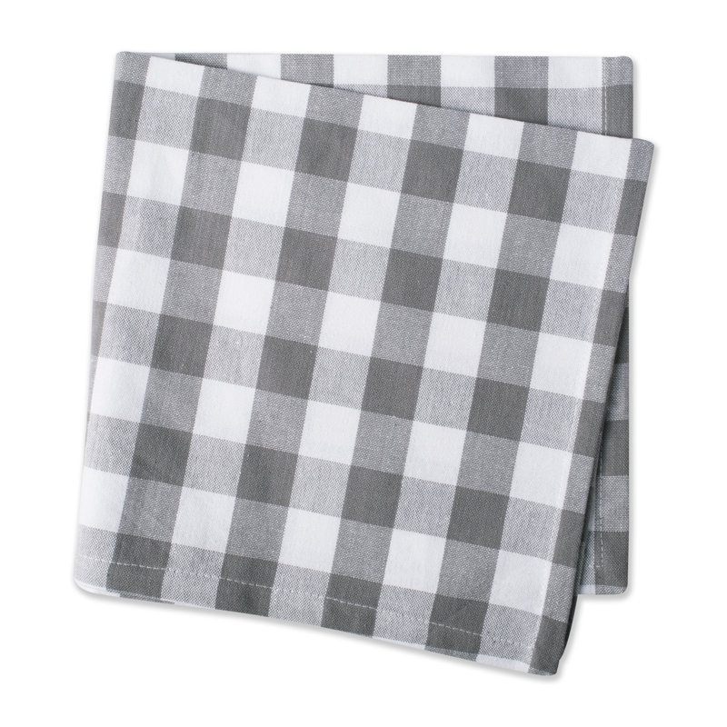 Devia Cotton Geometric Square Napkin, Gray