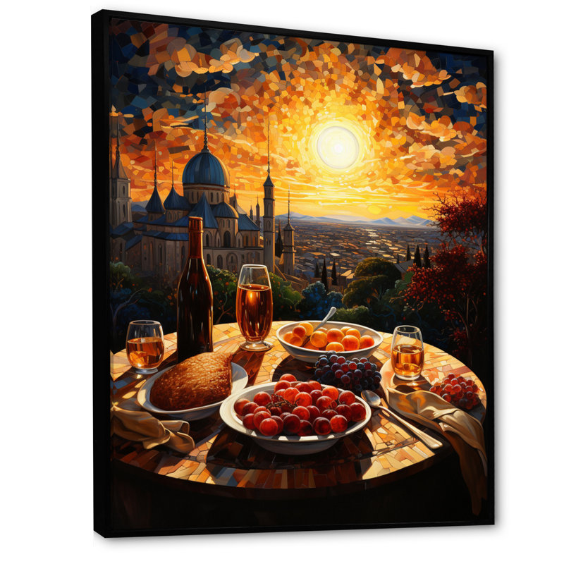 Food Wine Eucharist Evening - Food & Beverage Wall Art Living Room, H 32 po x l 24 po x P 1 po, Cadre flottant noir