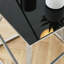 Table basse avec plateau en verre trempé noir et structure en acier inoxydable pour la chambre à coucher du salon-1023978425