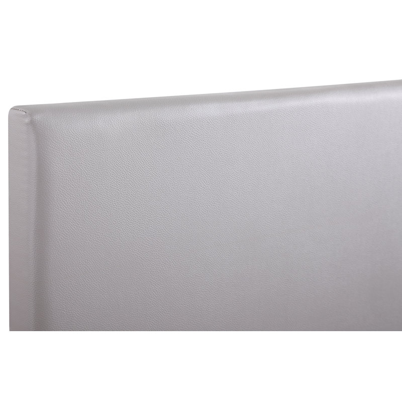 Upholstered Headboard, Twin, Light Gray Faux Leather