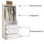 Armoire-penderie contemporaine autoportante avec panneaux latéraux incurvés, tringle suspendue et 3 tiroirs