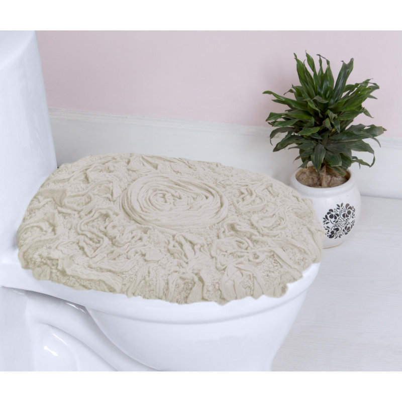 Couvercle de siège de toilette 100% coton en peluche avec ajustement élastique et doux, 18 po x 18 po, Ivoire ivoire