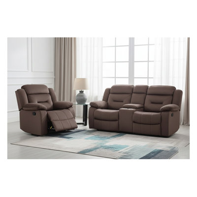 Ensemble de salon 2 pièces 1 x Causeuse 1 x Coussin inclinable Accoudoir Appui-tête Support capitonné vertical Finition chocolat