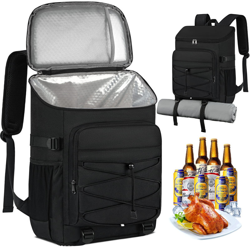 Cooler Backpack 30L Picnic Backpack Waterproof And Leakproof Large Insulated Cooler Bag, Black