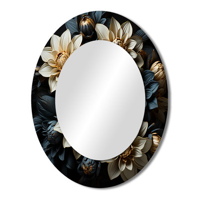 Mums Noir Black Enchantment I - Traditional Oval Wall Mirror