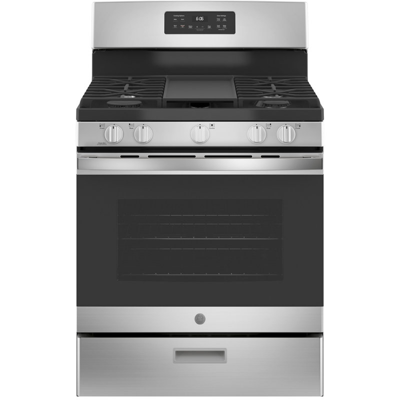 GE Appliances 30" 5 cu ft. Freestanding Gas Range with Griddle, Stainless Steel
