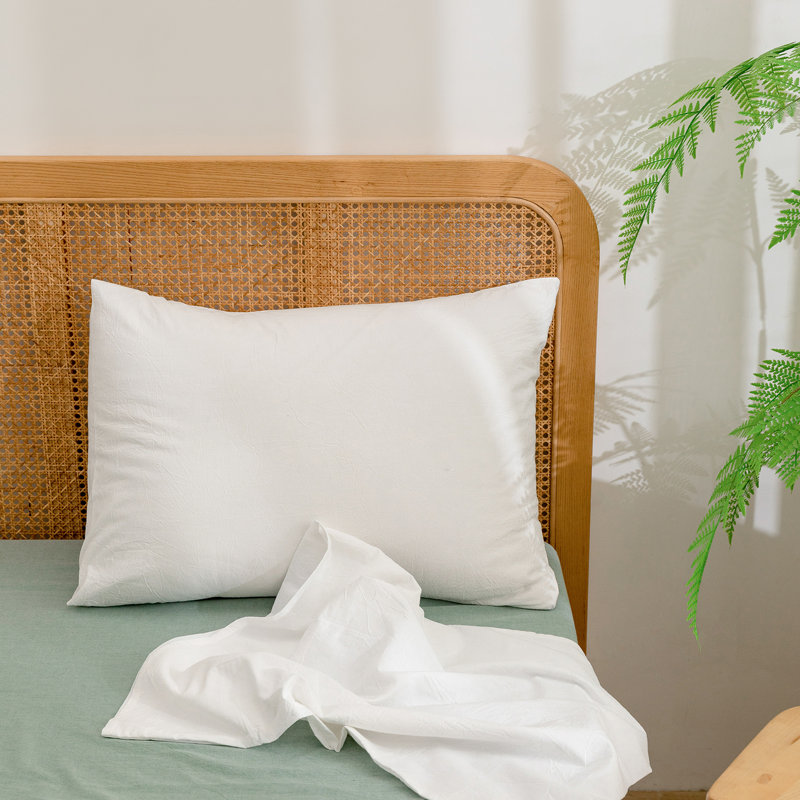 Housse de coussin 100% coton délavé Bestouch, Standard (20 po x 26 po), Blanc brillant