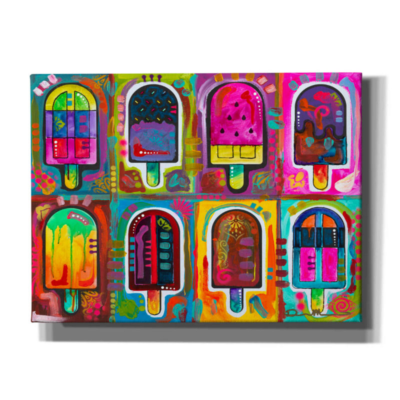 «Ice Pops 2» par Dean Russo - peinture sur toile tendue, H 12 po x l 16 po x P 0,75 po