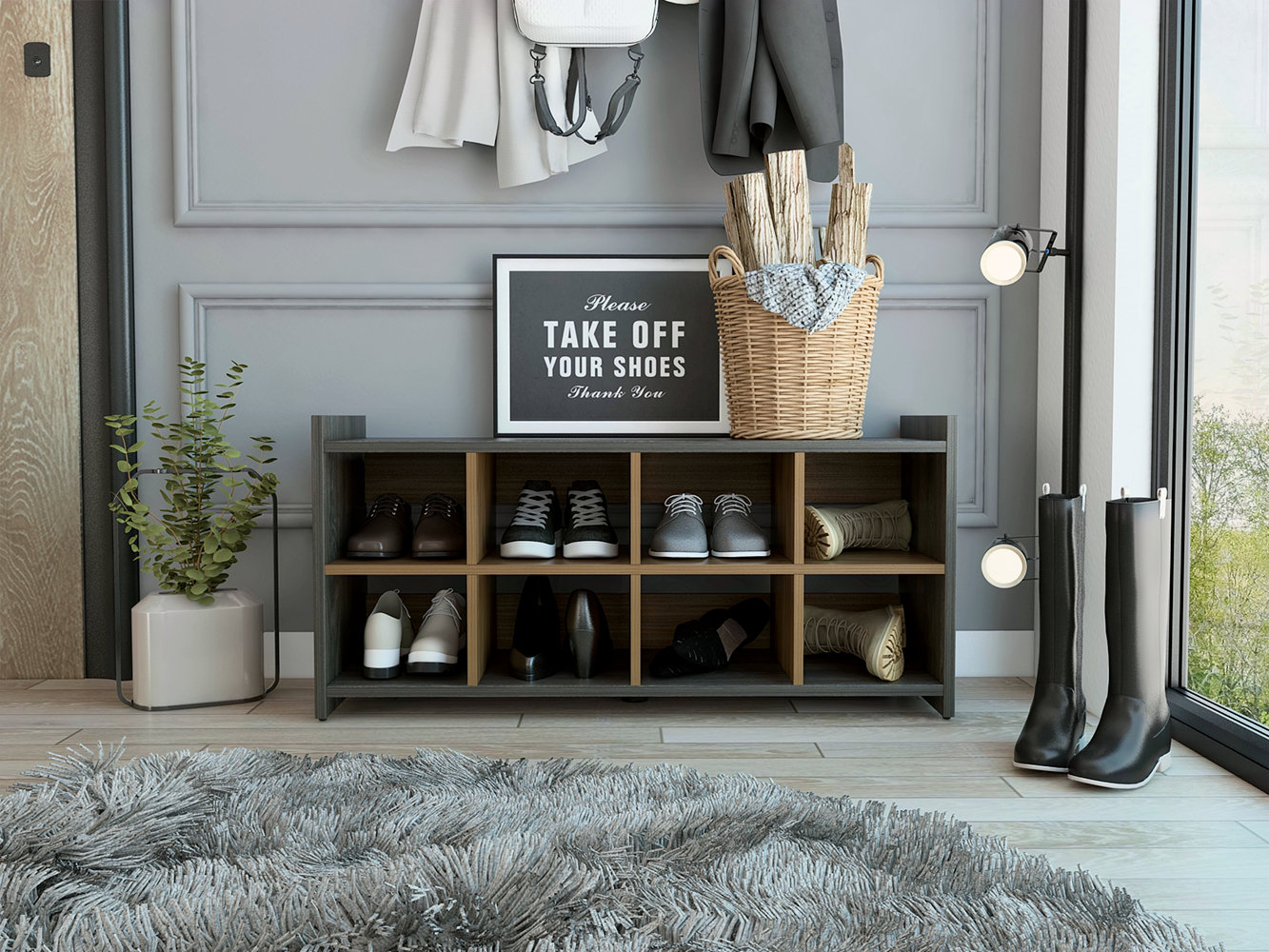 Ivy Bronx Entryway Storage Unit, Eight Shoe Capacity | Wayfair