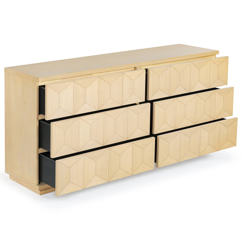 Jaquila Wood 6 Drawer Dresser, Natural