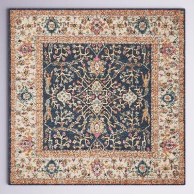 Christa Oriental Cream/Navy/Orange Area Rug