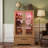 Lighted 2-Door Glass Curio Display Cabinet With Adjustable Shelves, Built-In Drawer, And Included Light Bulb-746388955