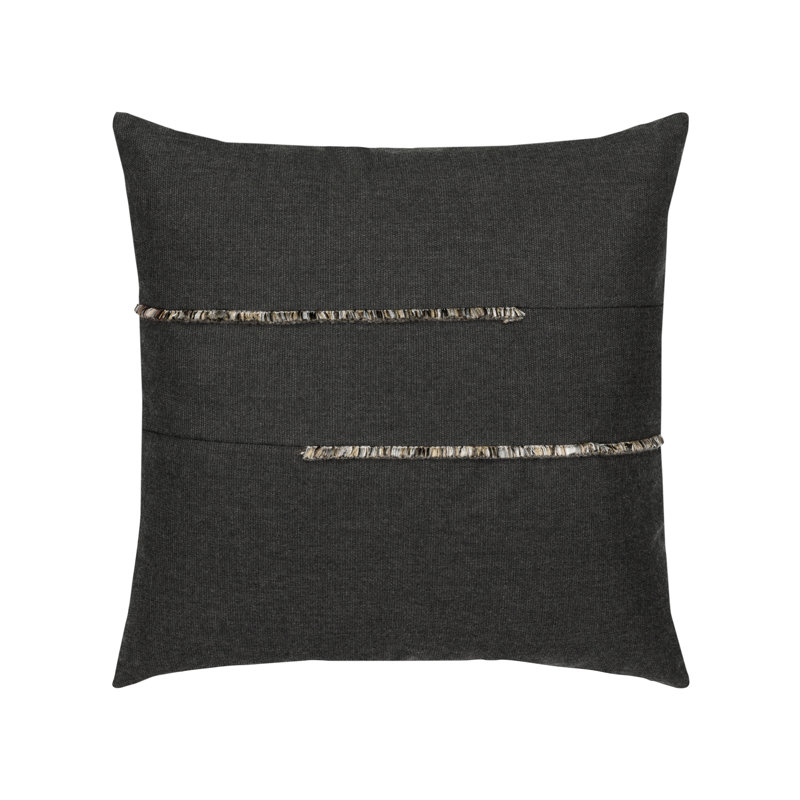 Micro Fringe Outdoor Square Sunbrella® Pillow Cover & Insert, Carbon, Square 20"