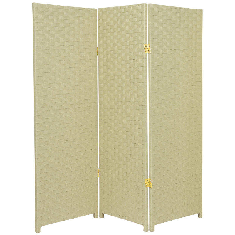 Cream Woven Fiber 4' Folding Screen Room Divider