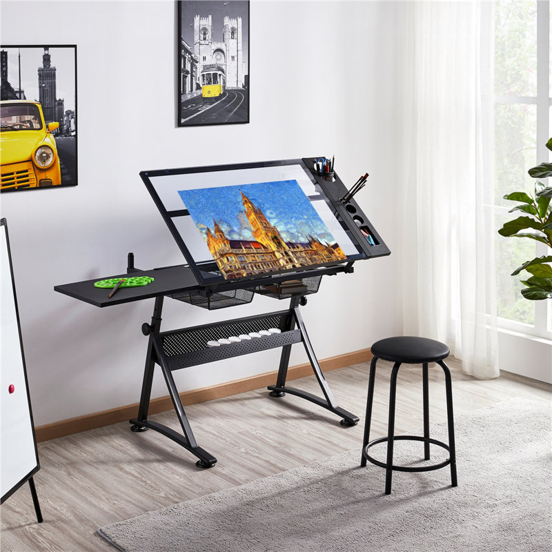 Anglia Adjustable Glass Drafting Table