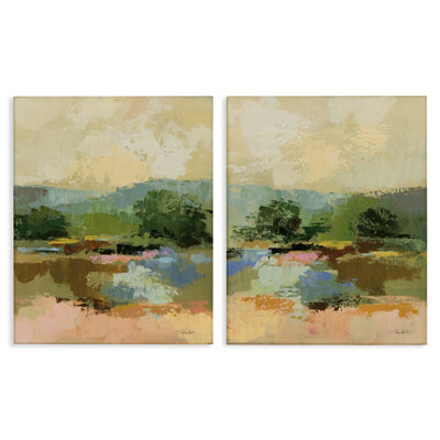 Across the River Landscape, ensemble de 2 reproductions d'art sur toile par Silvia Vassileva