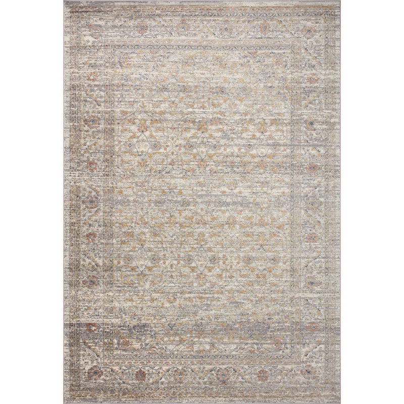 Tapis oriental gris en polypropylène / polyester tissé à la machine, Carré 1 pi 6 po