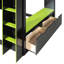 Lit mezzanine en bois avec bureau réglable en hauteur, tiroirs, compartiments de rangement, tringle et lumières RVB-1209012105