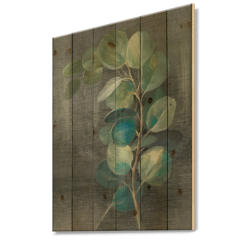 Feuilles fraîches II - impression traditionnelle sur bois de pin naturel, H 20 po x l 12 po x P 1po