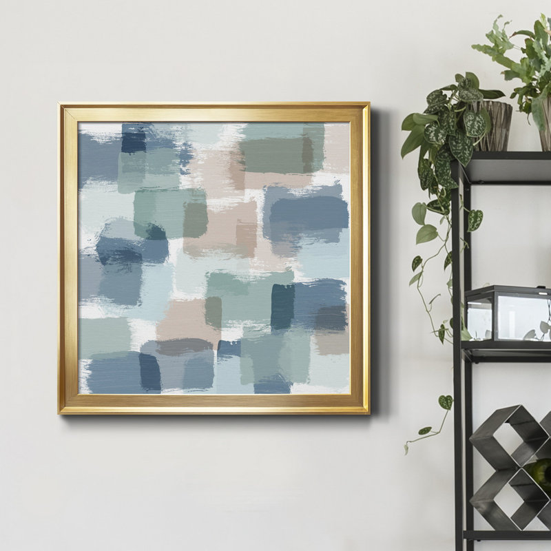Distant Tides - Peinture sur toile encadrée, Toile encadrée d'or, H 30,5 po x l 30,5 po x P 1,5 po