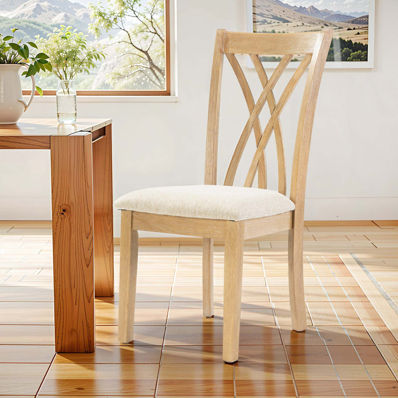 Ensemble de 2 chaises de salle à manger Off, pieds en bois d'hévéa avec patins réglables