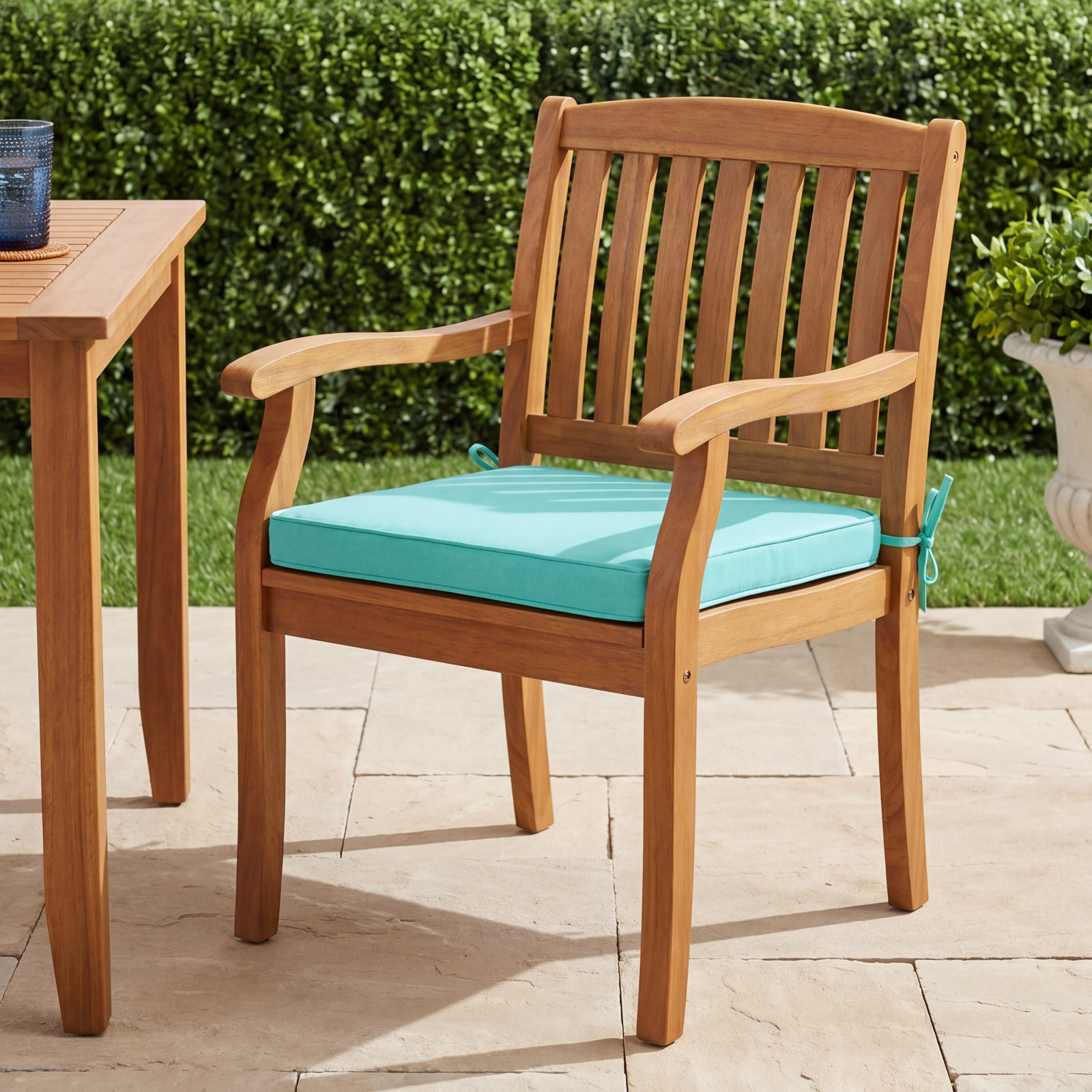Sunbrella Outdoor Dining Chair Cushion, Canvas Aruba Sunbrella® Canvas
