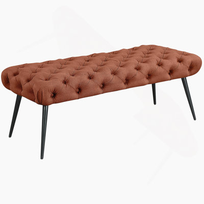Galiano Rust Upholstered Tufted Bench