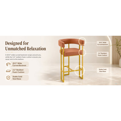 Modern Counter Height Bar Stools Set of 2, Upholstered PU Leather Barstools with Backrest & Footrest, 26" Mid Century Kitchen Island Chairs with Frame for Home Bar