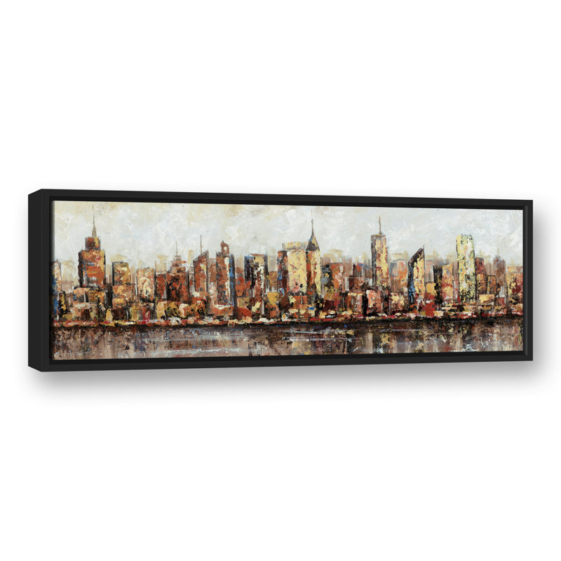 « painted cityscape », impression sur toile, H 12 po x l 36 po, Cadre noir