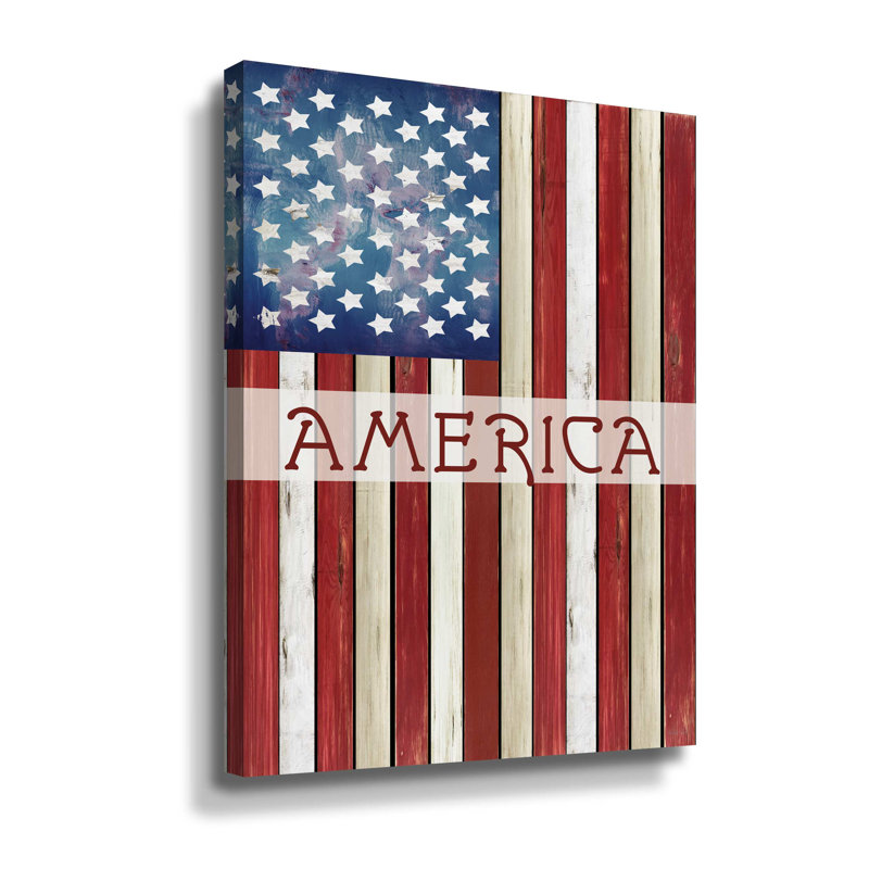 Patriotic Wall Decor - American Flag Framed On Canvas Painting