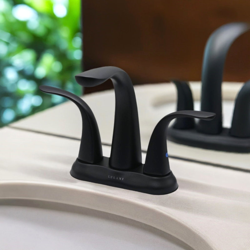 Robinet de salle de bain central avec drain Lulani Kauai, Noir mat