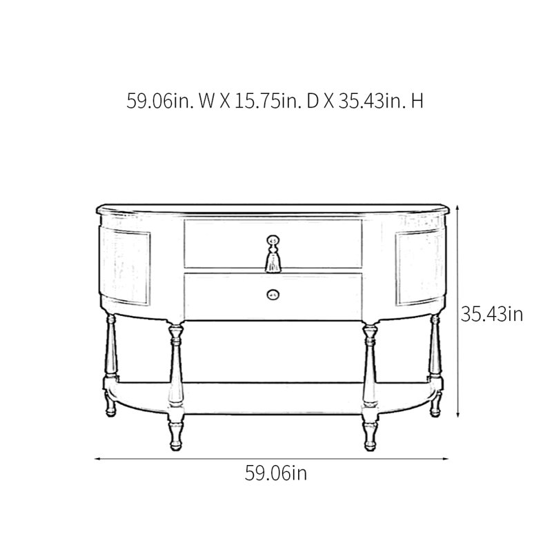 Console Retro, H 35,43 po x l 59,06 po x P 15,75 po