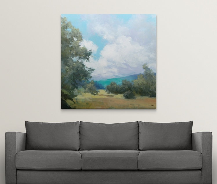 « hedgerow i » par julia purinton, reproduction d’art, H 16 po x l 16 po x P 1,5 po, Toile