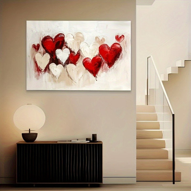 Élégante impression sur toile texturée rouge et crème - Urban Studio, 32*24 pouces (80*60*2 cm)