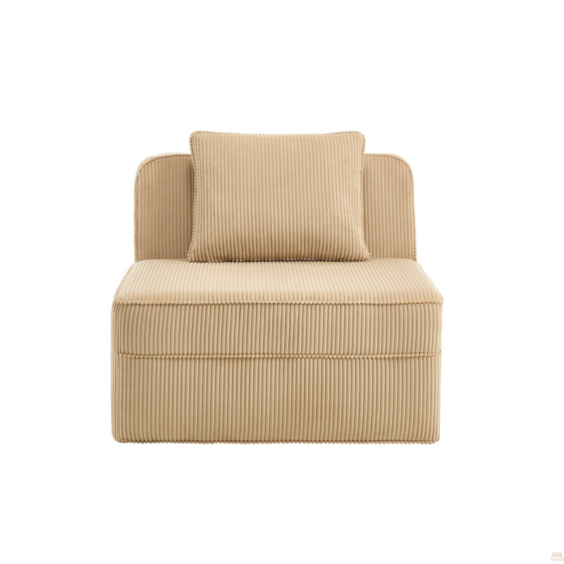 Canapé sans accoudoirs avec coussin en velours côtelé, Chameau