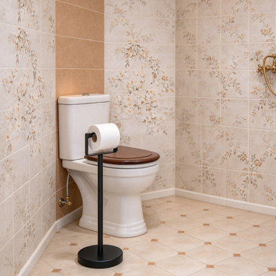 Matte Black Toilet Roll Holder Free standing, 58 x 20 x 20 cm