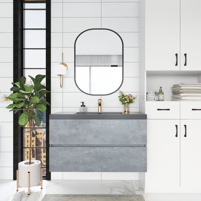 Ensemble de meuble-lavabo simple 42 po avec plateau en quartz Eloiza