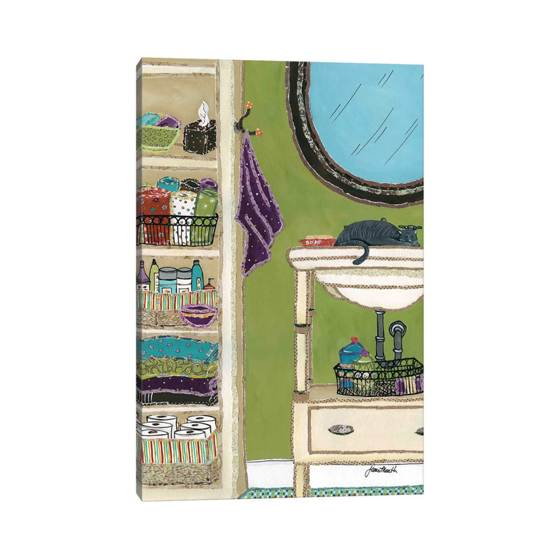Snuggles In The Sink by Jamie Morath - Print on Canvas, 30.48cm H x 20.32cm W x 1.91cm D, Wrapped Canvas