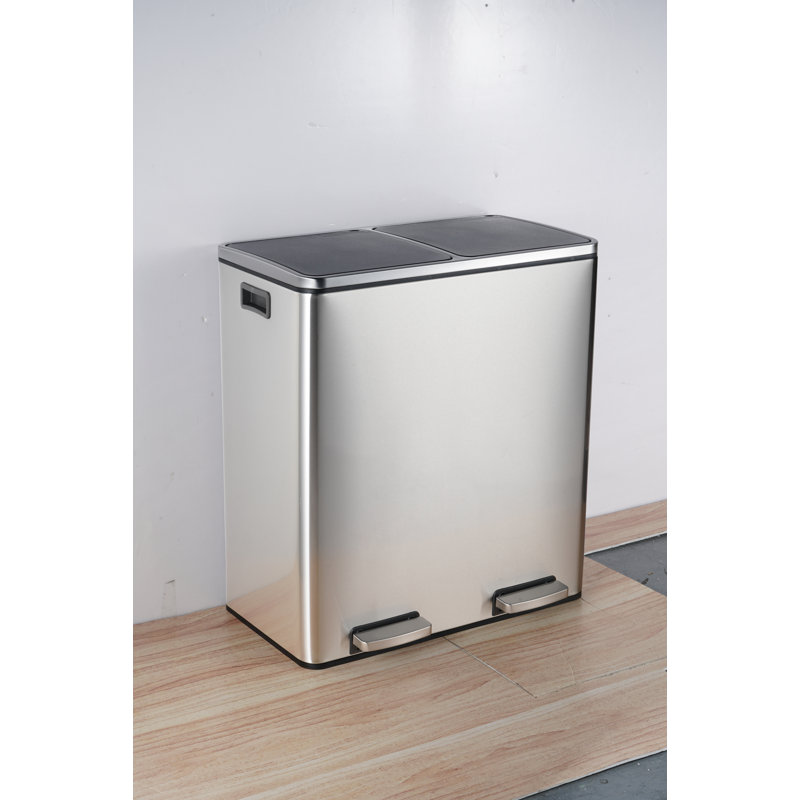 Poubelle à pédale 60 litres, Argent