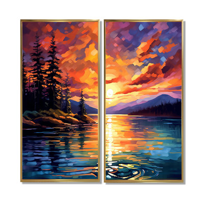Coucher de soleil avec des reflets colorés IV - impressions sur toile côtières 2 panneaux