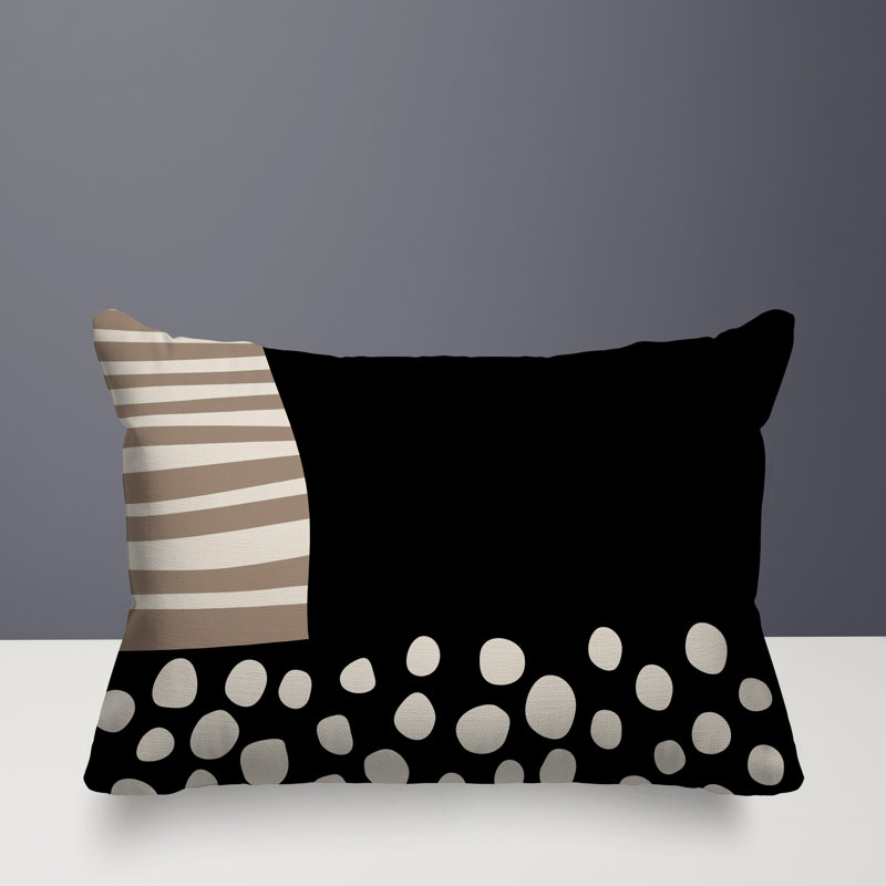 Oreiller rectangulaire réversible intérieur / extérieur Ekon, H 18 po x l 25 po, Noir / blanc cassé