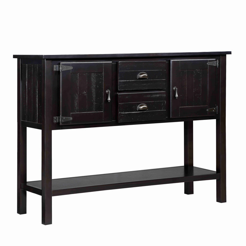 Buffet rétro de 122 cm, console, avec tablette du bas, Espresso
